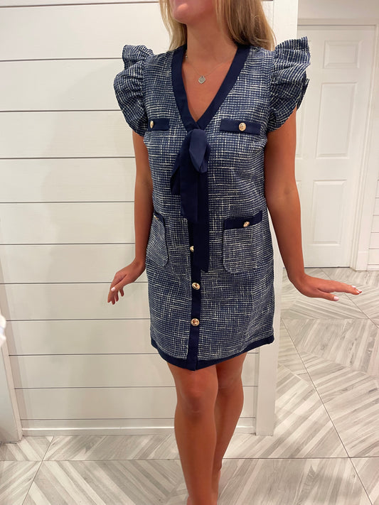 Navy Tweed London dress