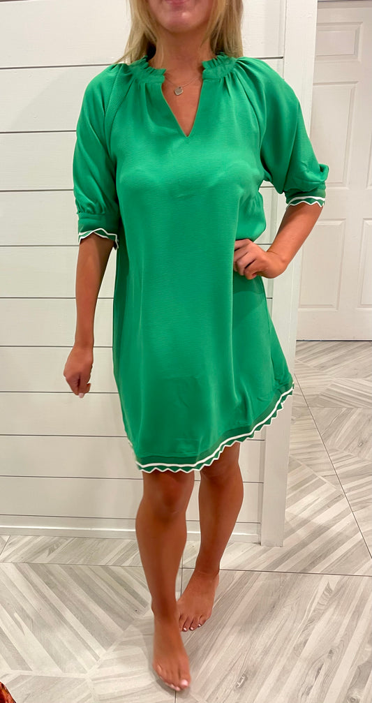 Scallop green dress