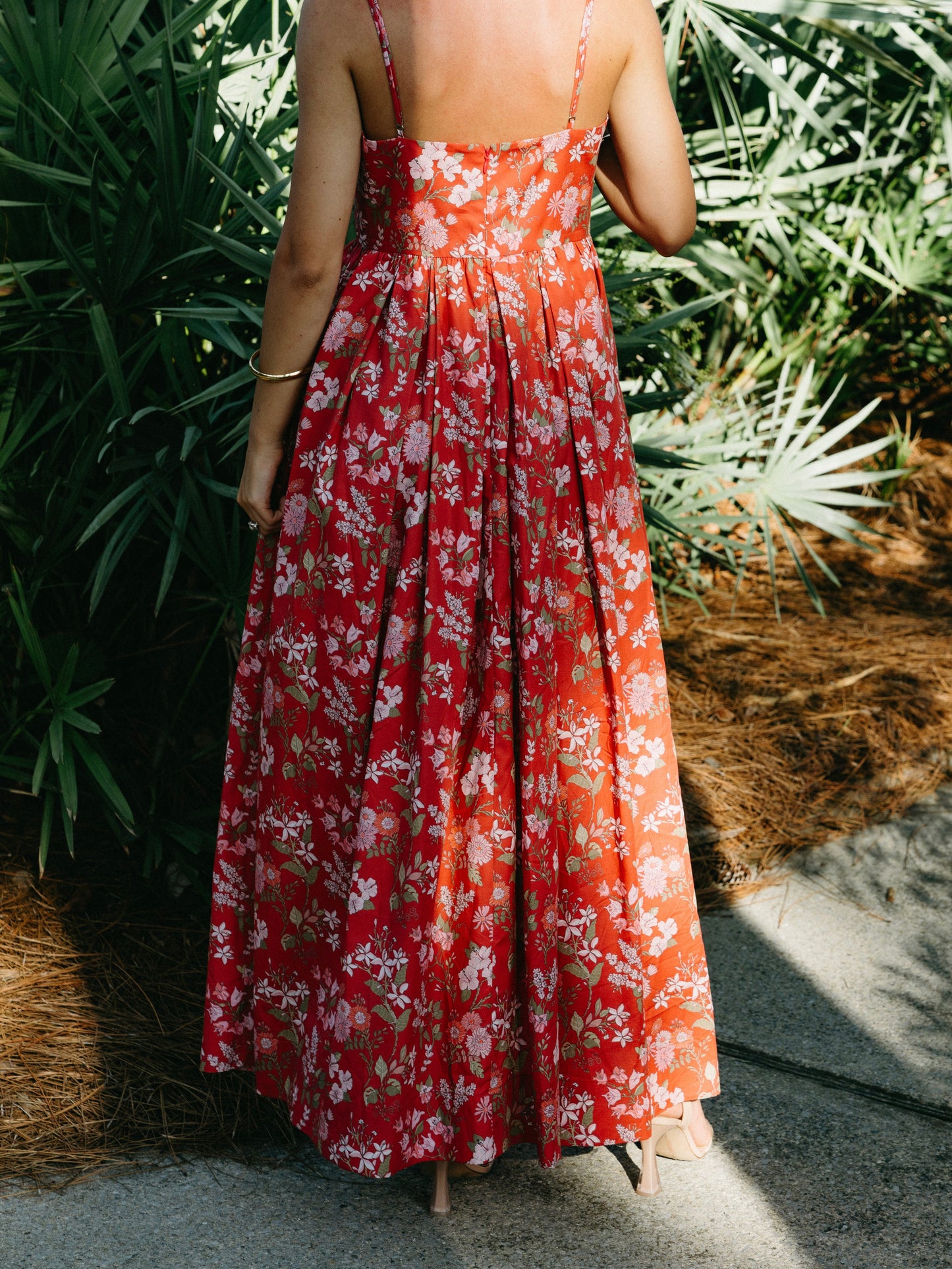 Red floral MIDI Dress